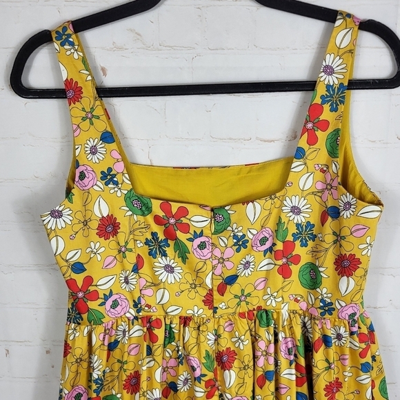 Boden Feminine Violet Floral Square Neck Pockets Midi Dress Honeycomb US 4P - Picture 7 of 12